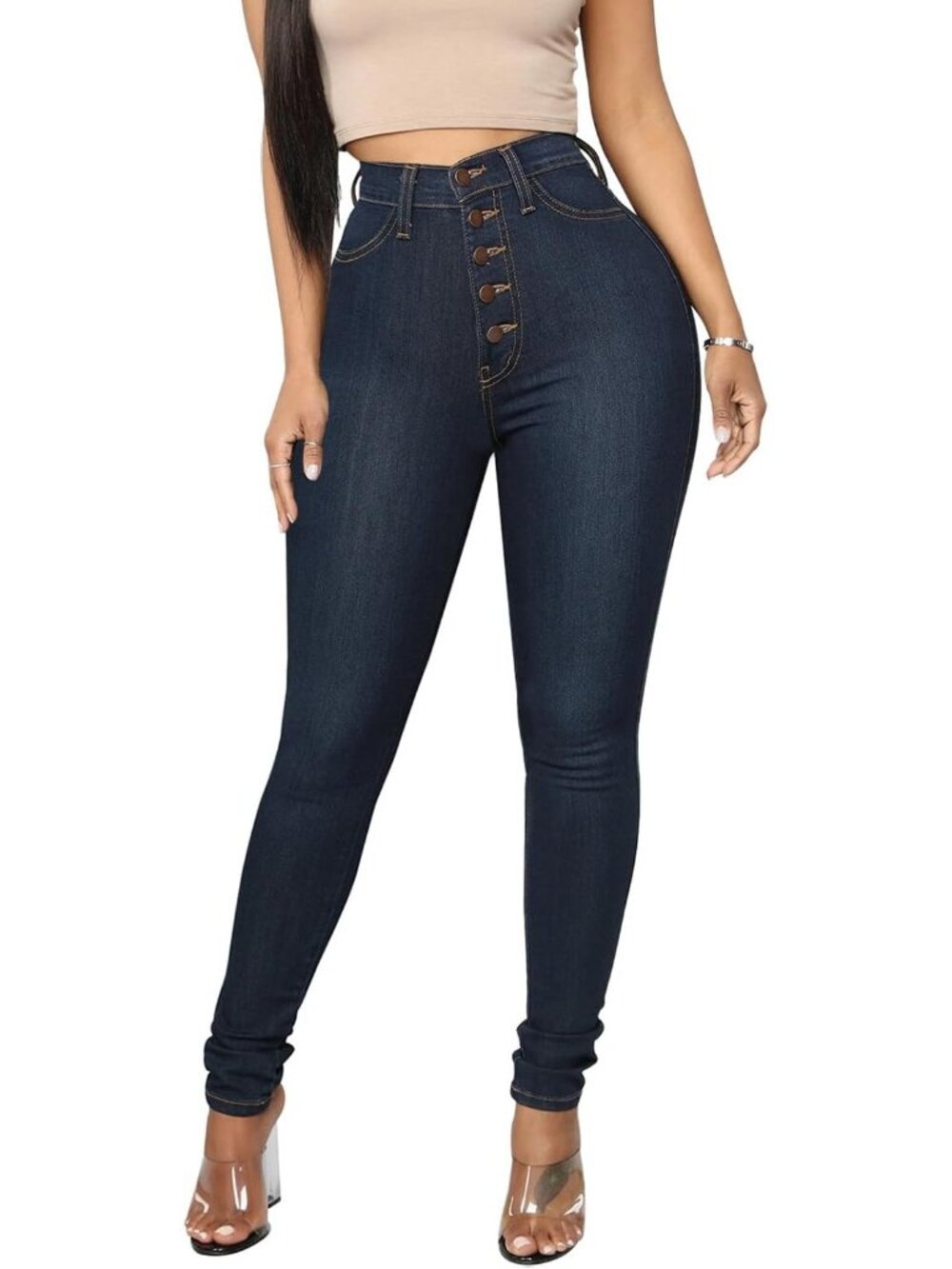 🆕Women's Dark Wash 1 High Waist Stretch Butt Lifting Skinny Colombian Jeans